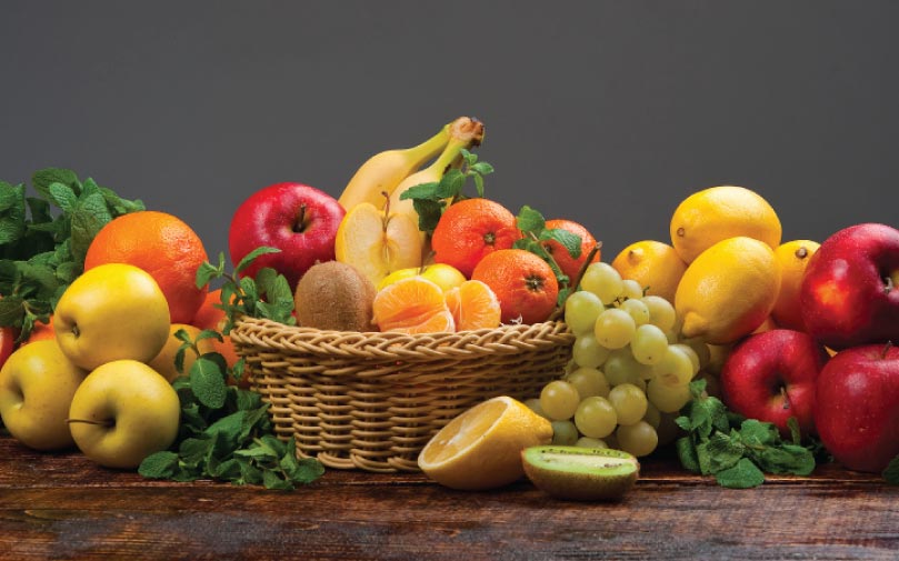 seasonal fresh fruits and vegetables.